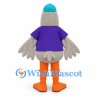 Duck Mascot Costume with Purple Shirt and Blue Cap