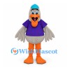 Duck Mascot Costume with Purple Shirt and Blue Cap