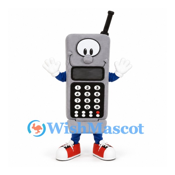 Mobile Phone Mascot Costume in Gray with Black Keypad