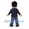 Businessman Mascot Costume with Navy Suit and Red Tie