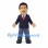 Businessman Mascot Costume with Navy Suit and Red Tie