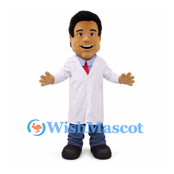 Doctor Mascot Costume with White Coat and Red Tie