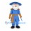 Naval Officer Mascot Costume with Blue Uniform and White Beard