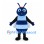 Bee Mascot Costume in Blue with Black Stripes and White Wings
