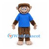 Monkey Mascot Costume with Blue Shirt and Cream Face