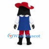 Musketeer Mascot Costume with Black Beard and Red Feathered Hat