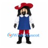Musketeer Mascot Costume with Black Beard and Red Feathered Hat