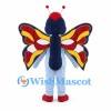 Butterfly Mascot Costume in Blue with Red Yellow Wings