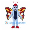 Butterfly Mascot Costume in Blue with Red Yellow Wings