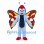 Butterfly Mascot Costume in Blue with Red Yellow Wings