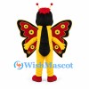 Butterfly Mascot Costume in Yellow with Red Patterned Wings