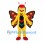 Butterfly Mascot Costume in Yellow with Red Patterned Wings