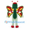 Butterfly Mascot Costume in Green with Red Yellow Wings
