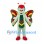 Butterfly Mascot Costume in Green with Red Yellow Wings
