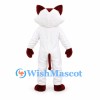 Cat Mascot Costume in White with Brown Ears and Green Eyes