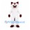 Cat Mascot Costume in White with Brown Ears and Green Eyes