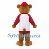 Bear Mascot Costume with Red Cap and White Red Shirt