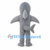 Shark Mascot Costume in Gray with White Belly and Sharp Teeth