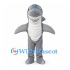 Shark Mascot Costume in Gray with White Belly and Sharp Teeth