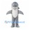 Shark Mascot Costume in Gray with White Belly and Sharp Teeth