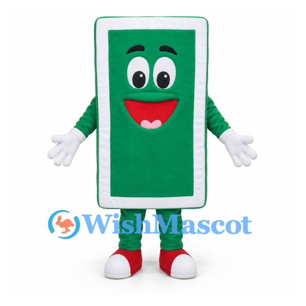 Playing Card Mascot Costume in Green with Smiling Face
