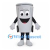 Trash Can Mascot Costume in Gray with Smiling Face