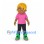 Woman Mascot Costume with Pink Hoodie and Green Boots