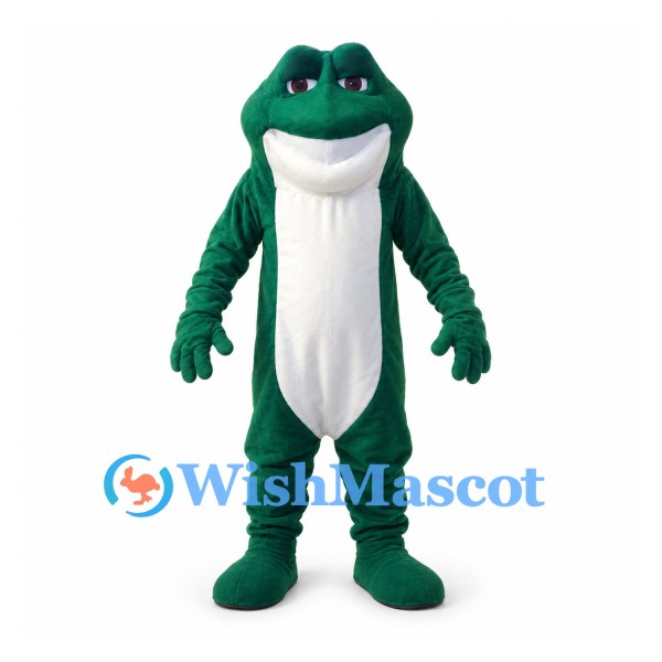 Frog Mascot Costume in Dark Green with White Belly