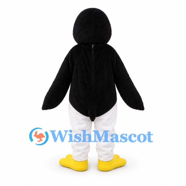 Penguin Mascot Costume with White Belly and Yellow Bill