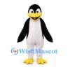 Penguin Mascot Costume with White Belly and Yellow Bill