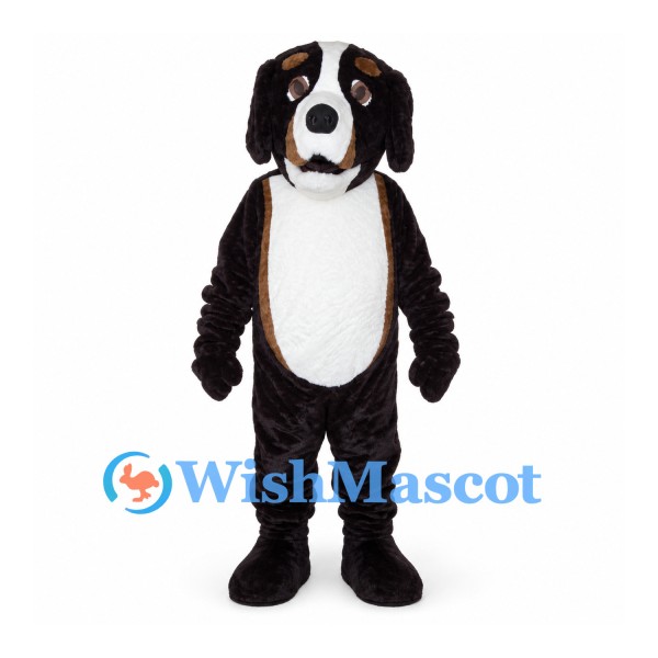 Dog Mascot Costume in Dark Brown with White Belly