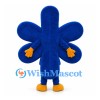 Flower Mascot Costume in Blue with Orange Petal Details