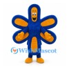 Flower Mascot Costume in Blue with Orange Petal Details