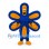 Flower Mascot Costume in Blue with Orange Petal Details