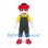 Clown Mascot Costume with Red Hair and Black Overalls