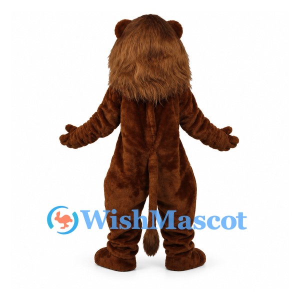 Lion Mascot Costume in Brown with Long Mane