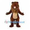 Lion Mascot Costume in Brown with Long Mane