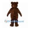 Bear Mascot Costume in Brown with White Belly and Red Bow