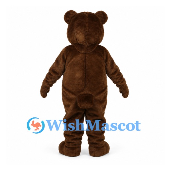 Bear Mascot Costume in Brown with White Belly and Red Bow