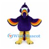 Parrot Mascot Costume in Purple with Rainbow Wing Trim