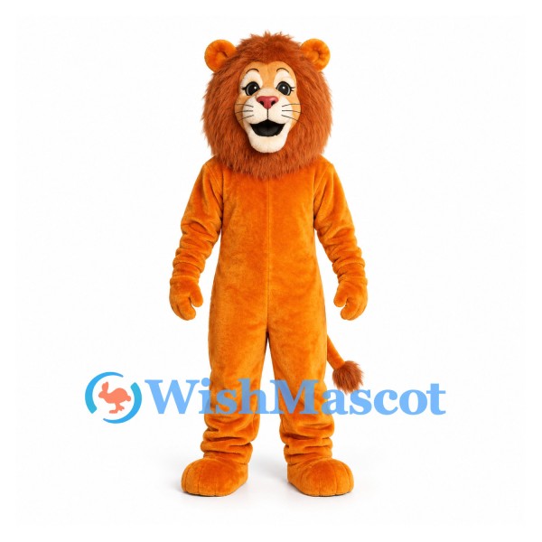 Lion Mascot Costume in Orange with Rounded Mane