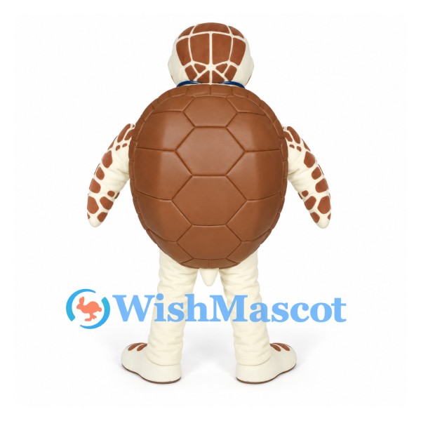 Sea Turtle Mascot Costume with Brown Shell and Blue Stethoscope