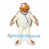 Sea Turtle Mascot Costume with Brown Shell and Blue Stethoscope