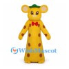 Mouse Mascot Costume with Yellow Spotted Dress and Green Hat