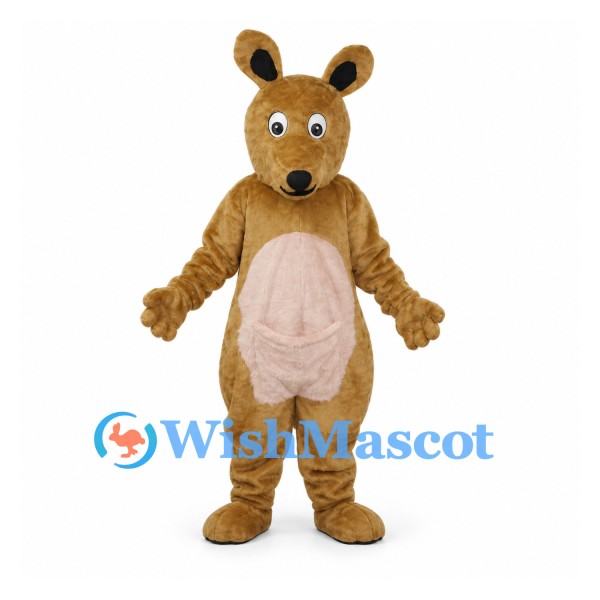 Kangaroo Mascot Costume in Brown with Pink Belly