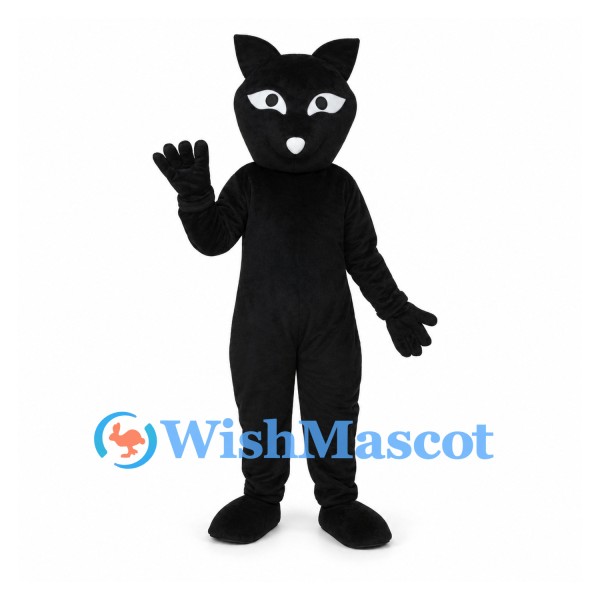 Black Cat Mascot Costume with White Eye Markings