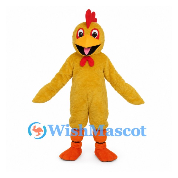 Chicken Mascot Costume in Yellow with Orange Feet