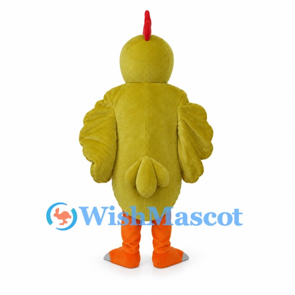 Chicken Mascot Costume in Yellow Green with Large Wings