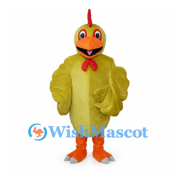 Chicken Mascot Costume in Yellow Green with Large Wings