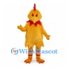 Chicken Mascot Costume in Yellow with Red Comb and Striped Legs